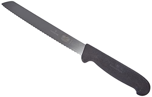 Coltello da cucina Victorinox, coltello da pane con lama seghettata Fibrox, alluminio, lama 21 cm, nero