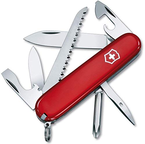 Coltellino tascabile svizzero Victorinox Hiker, leggero, multiutensile, 13 funzioni, lama, sega per legno, rosso
