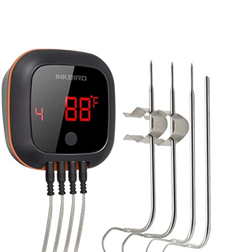 Inkbird IBT-4XS Termometro da Cucina Bluetooth Termometro per Barbecue con Sonda di Temperatura, Termometro da Cucina Magnetico Ricaricabile per Griglia Forno Carne Pesce (IBT-4XS + 4 Sonde)