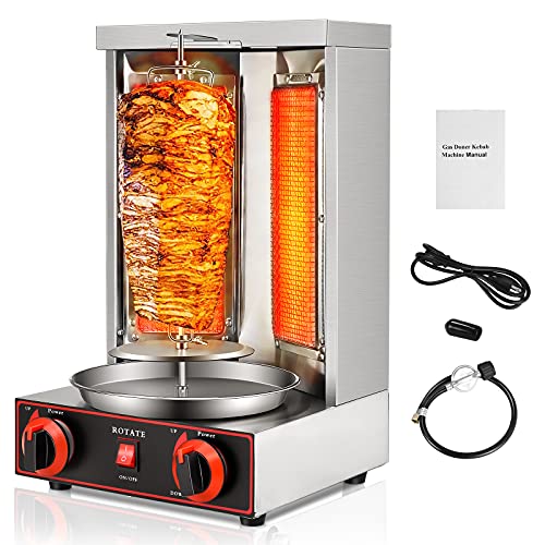 ETE ETMATE Kebab Machine, 3000W Grill ad alta potenza, GPL Doner Kebab Machine Vertical Broiler con 2 fuochi, Chef consigliato, Youtube consigliato
