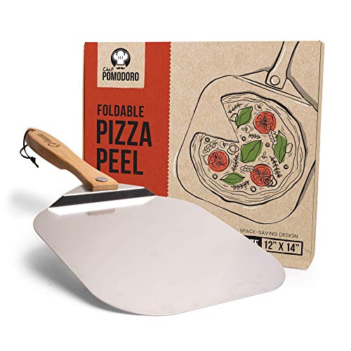 Pala per pizza Chef Pomodoro con lama in alluminio e manico pieghevole per una conservazione ottimale (12 x 14 pollici) Spatola per pizza deluxe ideale per la cottura in forno per pizza o pietra per pizza