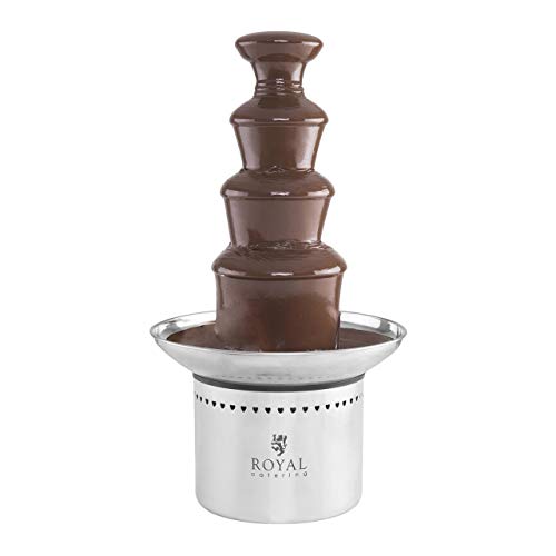 Royal Catering Fontana di cioccolato a 4 livelli RCCF-230W (effetto cascata, grande capacità: 6 kg, flusso di cioccolato uniforme, efficiente elemento riscaldante da 230 W)