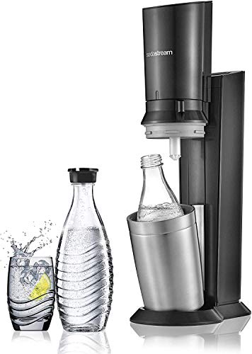 Pacchetto speciale Sodastream con macchina per acqua frizzante e soda in cristallo nero, 2 caraffe in vetro da 0,6 l e 1 bombola di CO2 da 60 l [Exclusif Amazon]