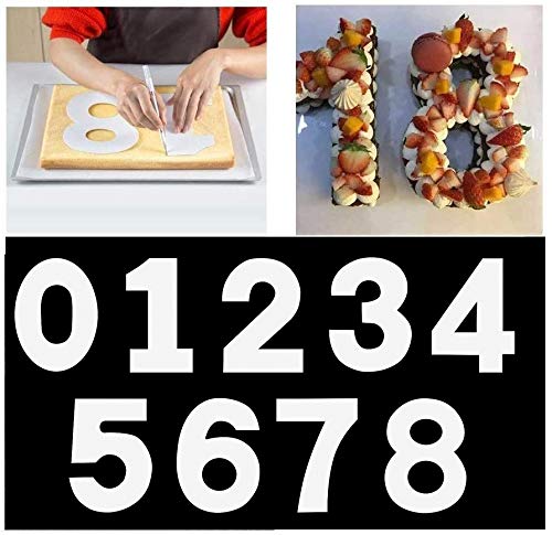 Maygone Stampo per torta a forma di numero 0–9, strumento per stampi per torta per glassare a strati, crema, frutta, decorazione per feste di compleanno, dimensioni 30 cm